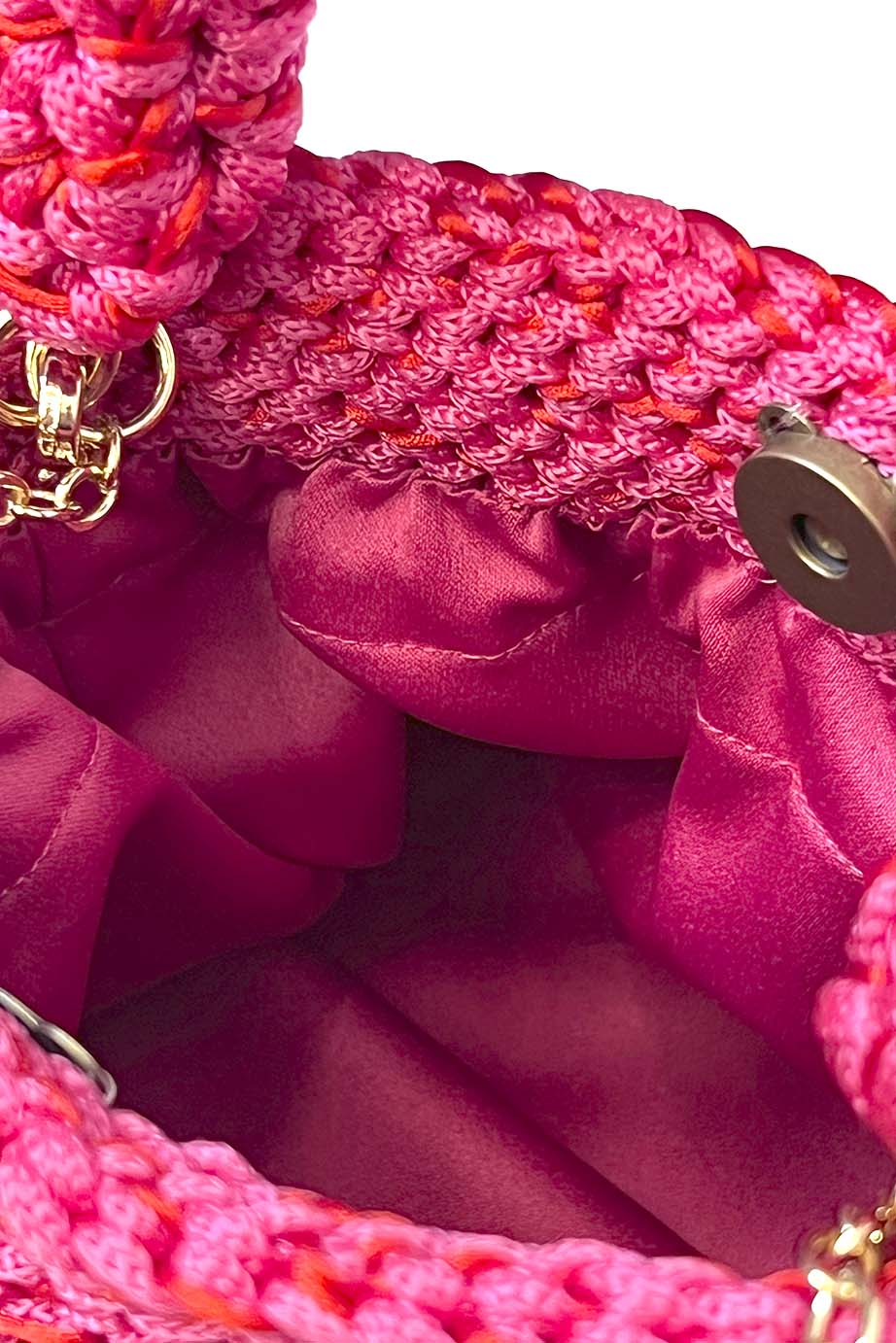 Bolsa Clutch Crochê 2 Alças Pink/Vermelha