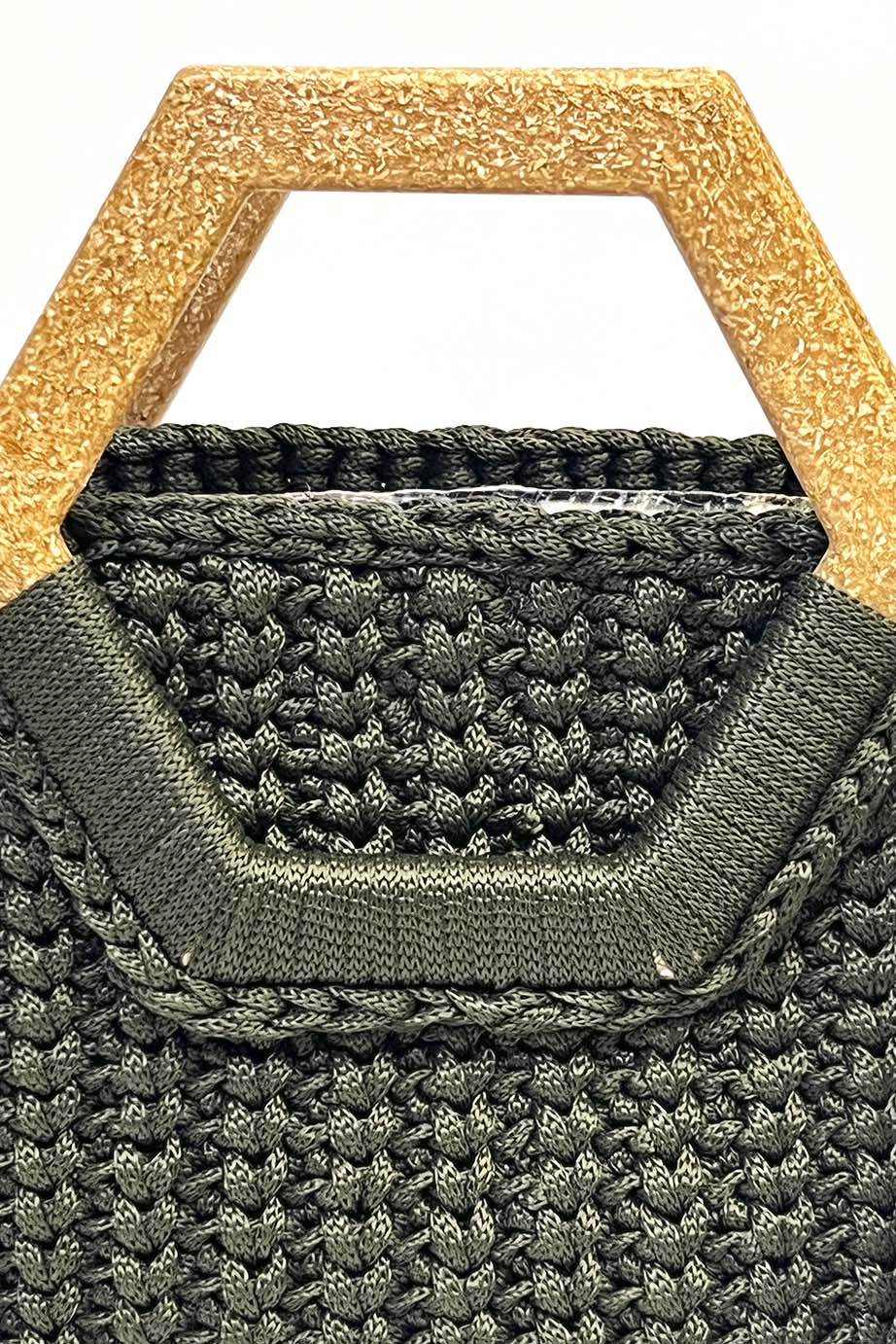 Bolsa de Mão Crochê Alça Acrílico Verde Militar